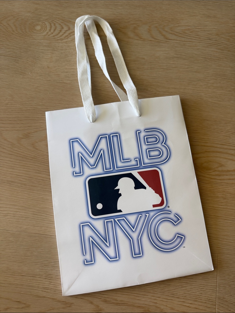 3/$20 MLB NYC White Tote Bag with Red & Blue Logo